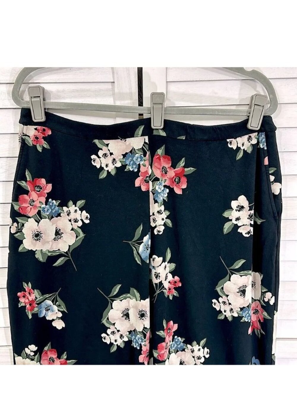 J. Jill Wearever Full Leg Cropped Pants Size Large Floral Flowy - Picture 5 of 9